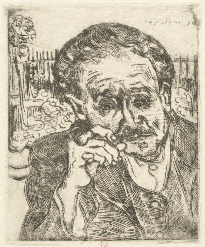 Dr. Gachet (Man with a Pipe) by Vincent van Gogh (Dutch, 1853 - 1890), 16X12