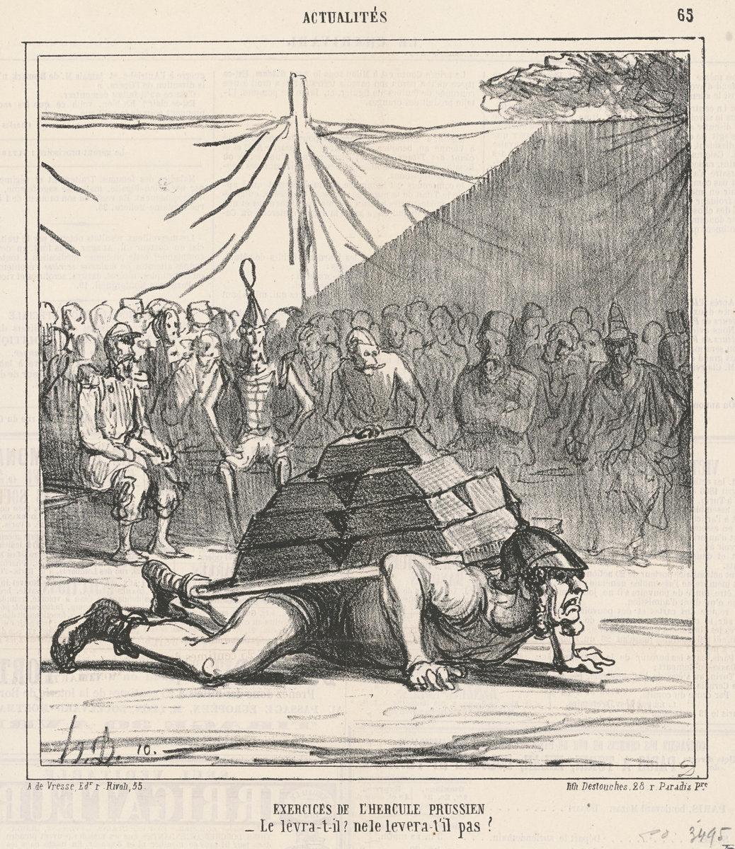 Exercises de l'hercule prussien by Honoré Daumier (French, 1808 - 1879), 16X12"(A3)Poster Print