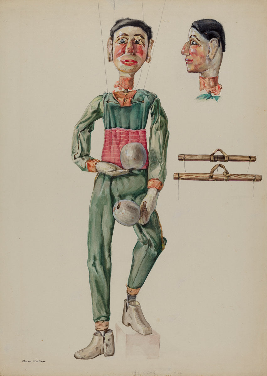 Juggling Marionette by James McLellan (American, active c. 1935), 16X12"(A3)Poster Print