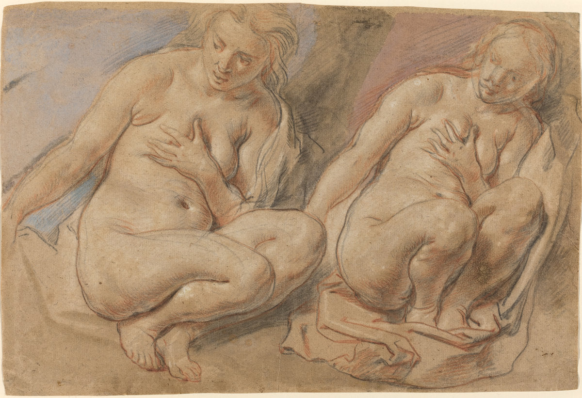 Susannah Crouching by Jacob Jordaens (Flemish, 1593 - 1678), 16X12"(A3)Poster Print