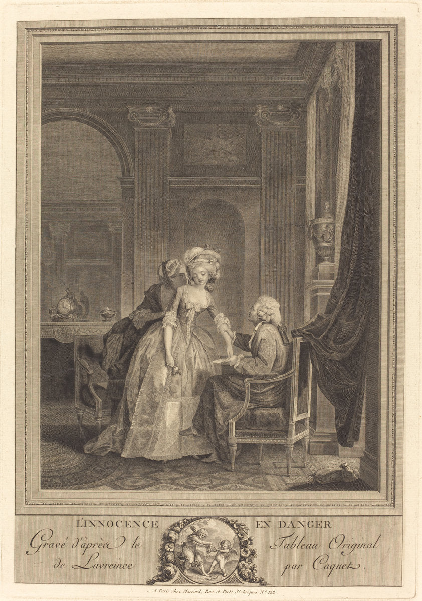 L'innocence en danger by Jean Gabriel Caquet after Nicolas Lavreince (French, 1749 - 1802), 16X12"(A3)Poster Print