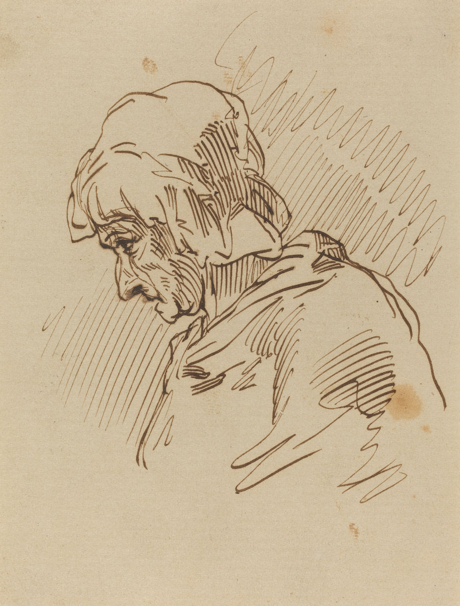 Head of a Woman by Paul Gavarni (French, 1804 - 1866), 16X12"(A3)Poster Print