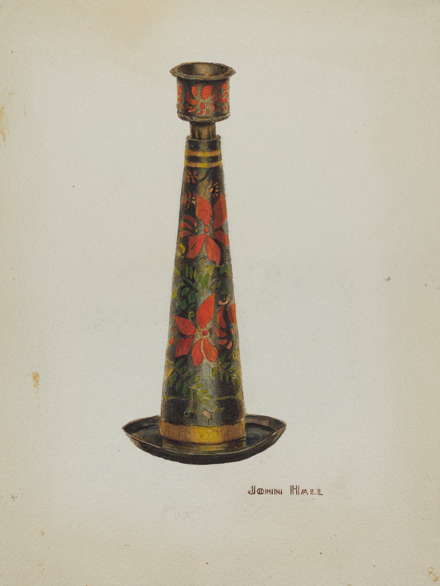 Toleware Candlestick by John Hall (American, active c. 1935), 16X12"(A3)Poster Print