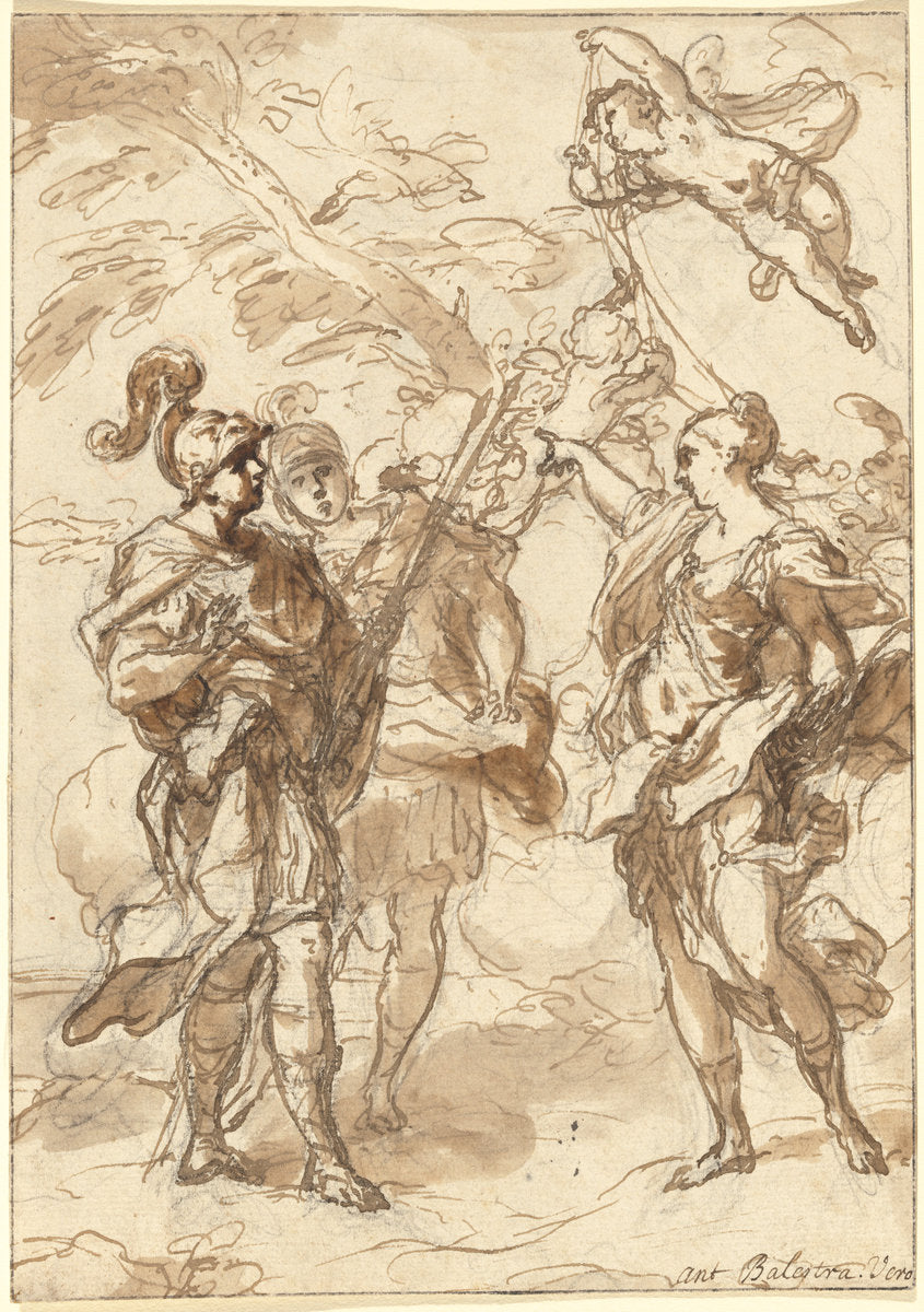 Venus as a Huntress Appearing to Aeneas and Achates by Antonio Balestra (Venetian, 1666 - 1740), 16X12"(A3)Poster Print