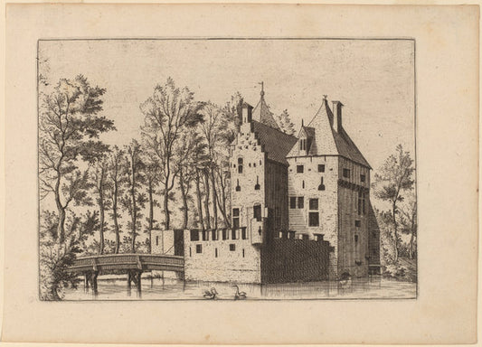 Castle with Lift-Bridge by Johannes and Lucas van Doetechum after Master of the Small Landscapes (Dutch, active 1554/1572; died before 1589), 16X12"(A3)Poster Print