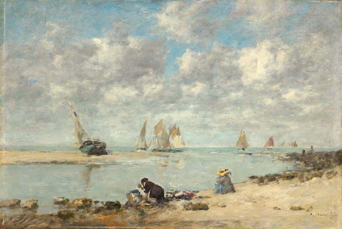 Washerwoman near Trouville by Eugène Boudin (French, 1824 - 1898), 16X12"(A3)Poster Print