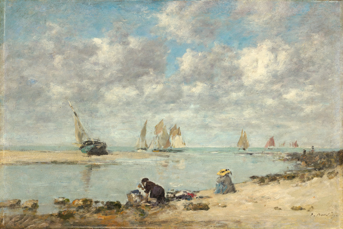Washerwoman near Trouville by Eugène Boudin (French, 1824 - 1898), 16X12"(A3)Poster Print