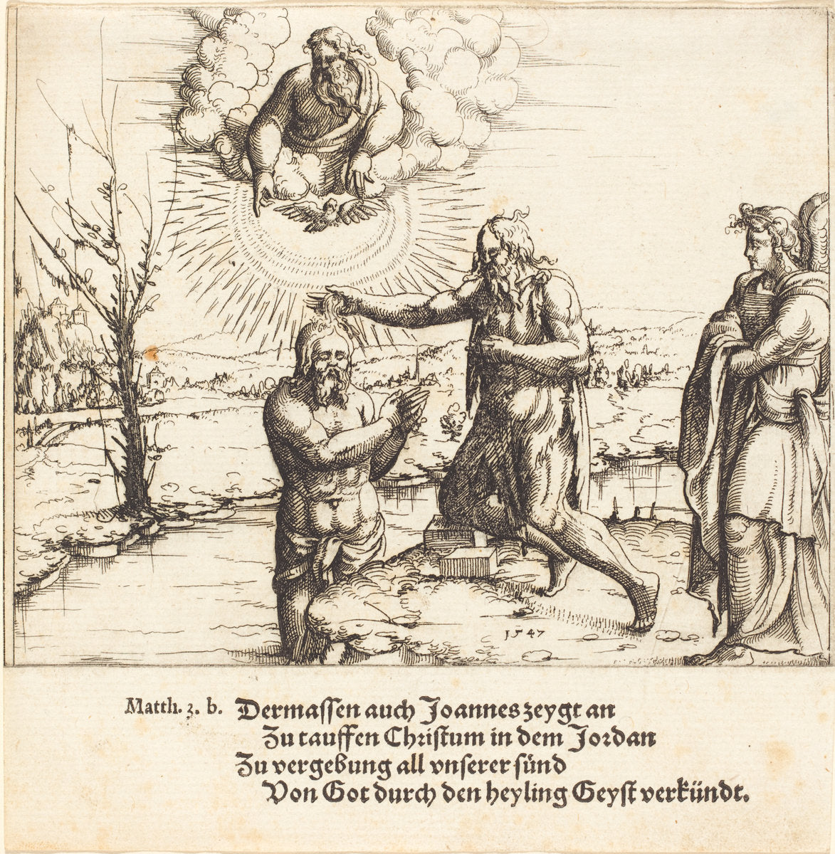 The Baptism of Christ by Augustin Hirschvogel (German, 1503 - 1553), 16X12"(A3)Poster Print