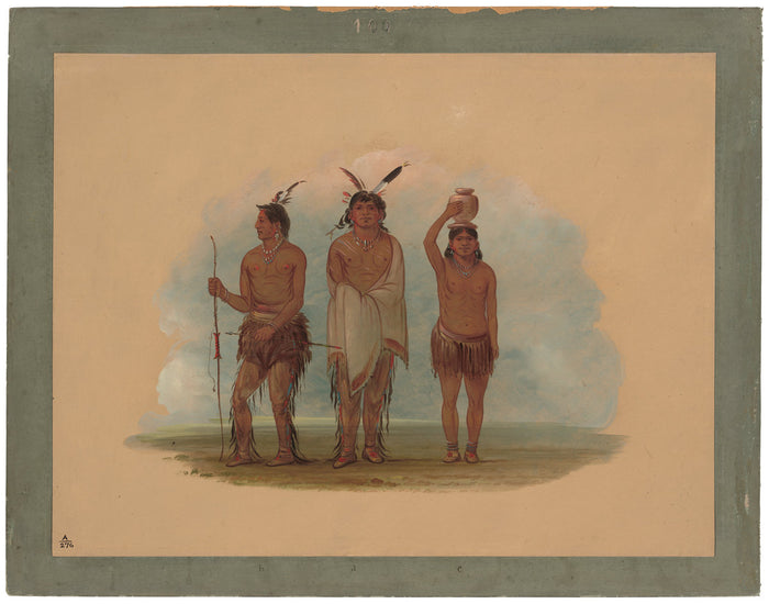 Three Walla Walla Indians by George Catlin (American, 1796 - 1872), 16X12