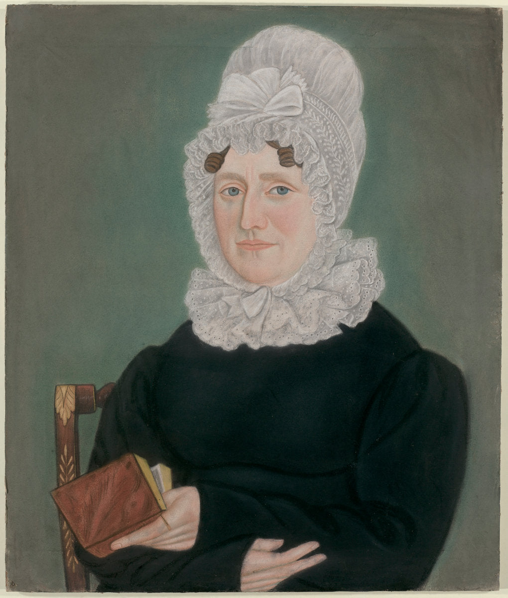 c. 1820 by American 19th Century (Portrait of a Woman with a Lace Cap), 16X12"(A3)Poster Print