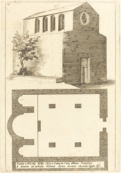 Plan and Elevation of the Church near the House of Annas by Jacques Callot (French, 1592 - 1635), 16X12"(A3)Poster Print