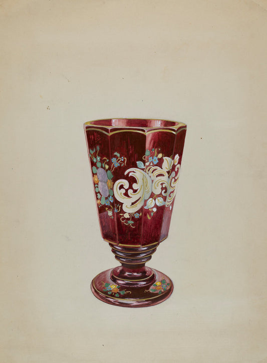Vase (Ruby Glass) by Ralph Atkinson (American, active c. 1935), 16X12"(A3)Poster Print