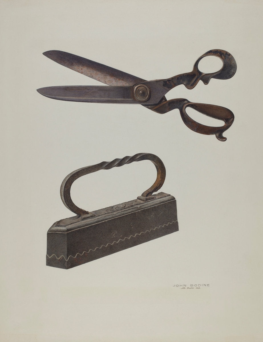 Tailor's Shears and Iron by John Bodine (American, active c. 1935), 16X12"(A3)Poster Print