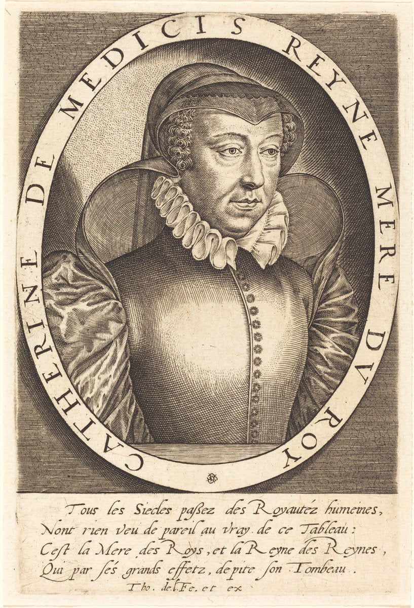 Catherine de Medici, Queen of France by Thomas de Leu (French, c. 1560 - c. 1620), 16X12"(A3)Poster Print