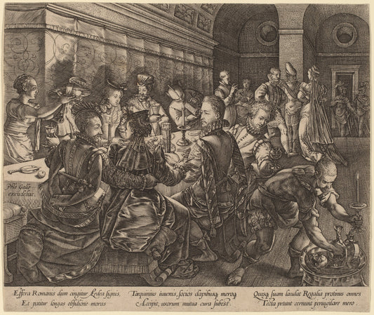 Banquet at the House of Tarquinius by Hendrik Goltzius (Dutch, 1558 - 1617), 16X12"(A3)Poster Print