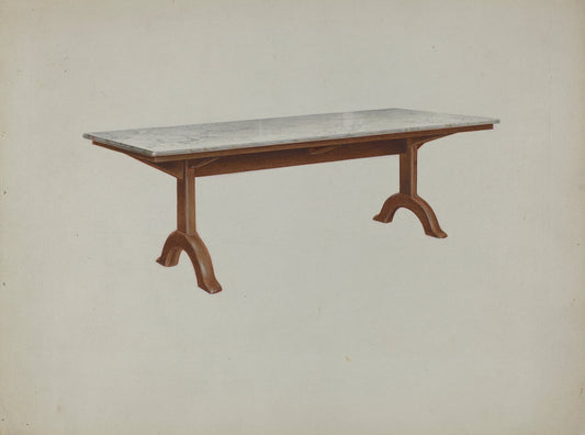 Shaker Dining Table (Marble Top) by John W. Kelleher (American, active c. 1935), 16X12"(A3)Poster Print