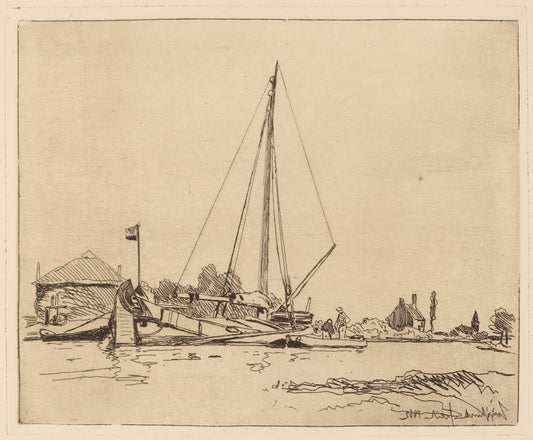 The Moored Boat (La Barque amarree) by Johan Barthold Jongkind (Dutch, 1819 - 1891), 16X12"(A3)Poster Print