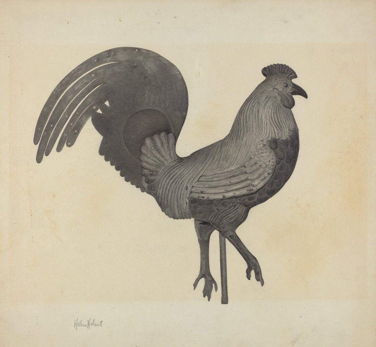 Weather Vane - Cock by Helen Hobart (American, active c. 1935), 16X12"(A3)Poster Print