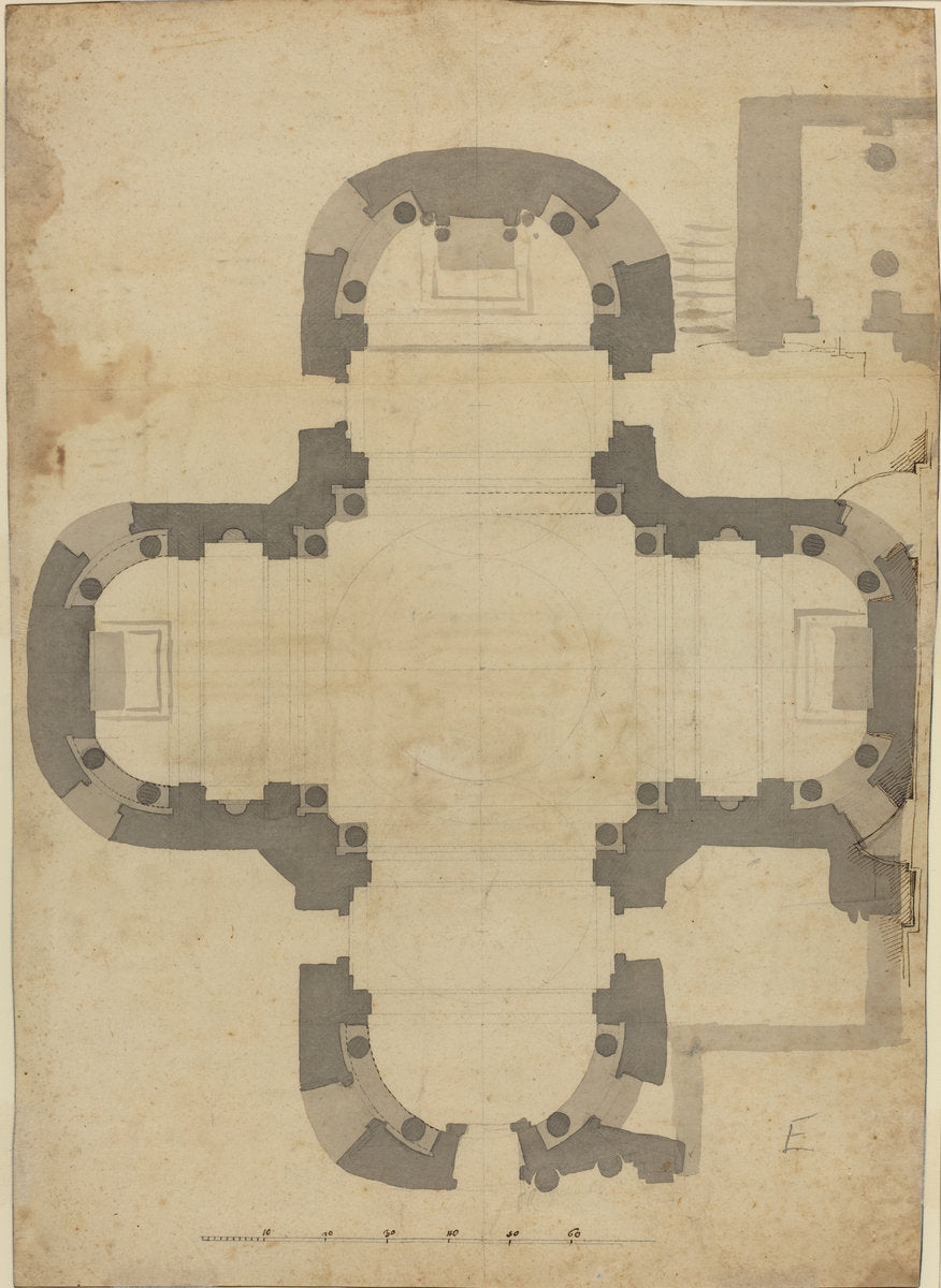 Floor Plan [verso] by Filippo Juvarra (Sicilian, 1678 - 1736), 16X12"(A3)Poster Print