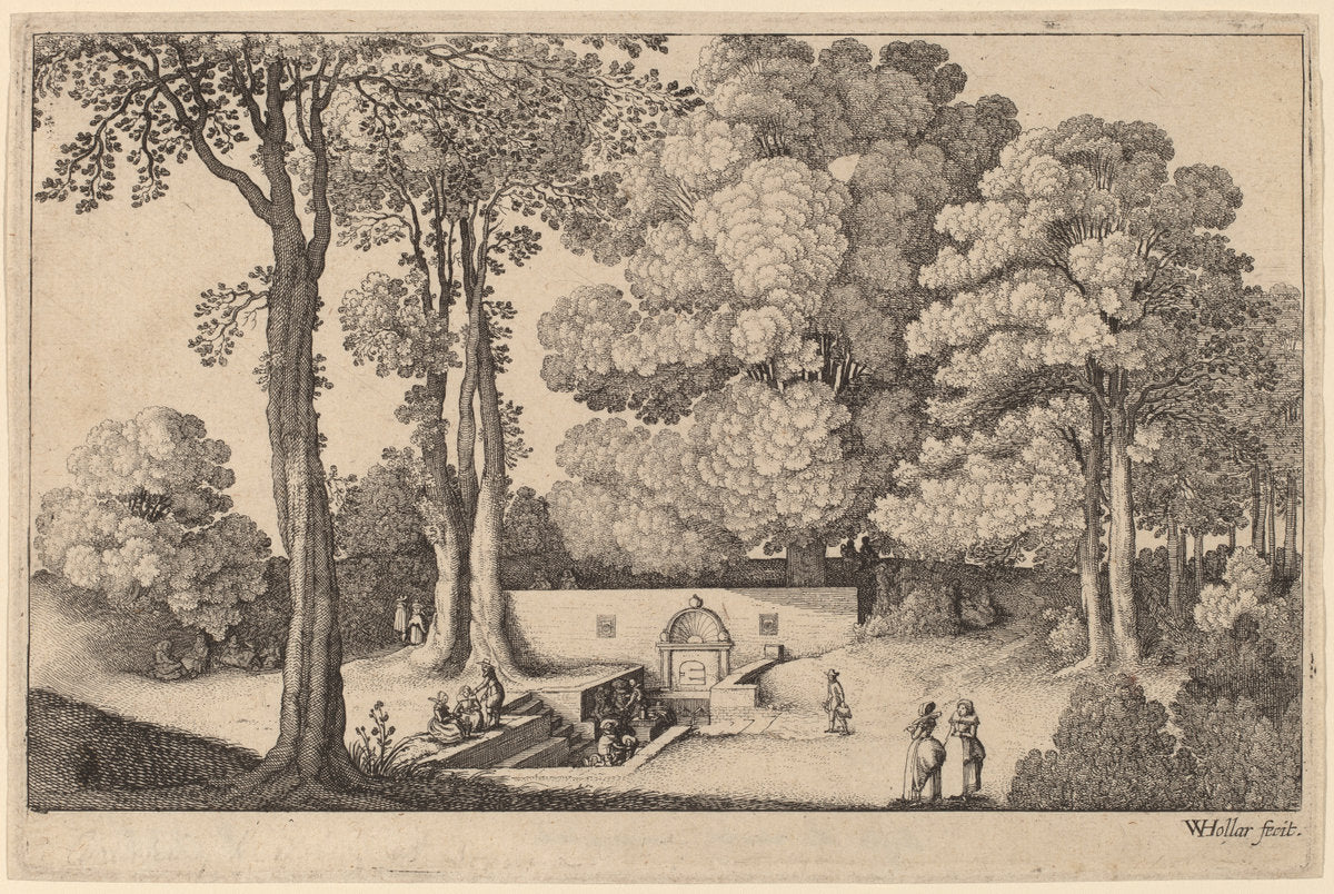 The Mineral Spring by Wenceslaus Hollar (Bohemian, 1607 - 1677), 16X12"(A3)Poster Print