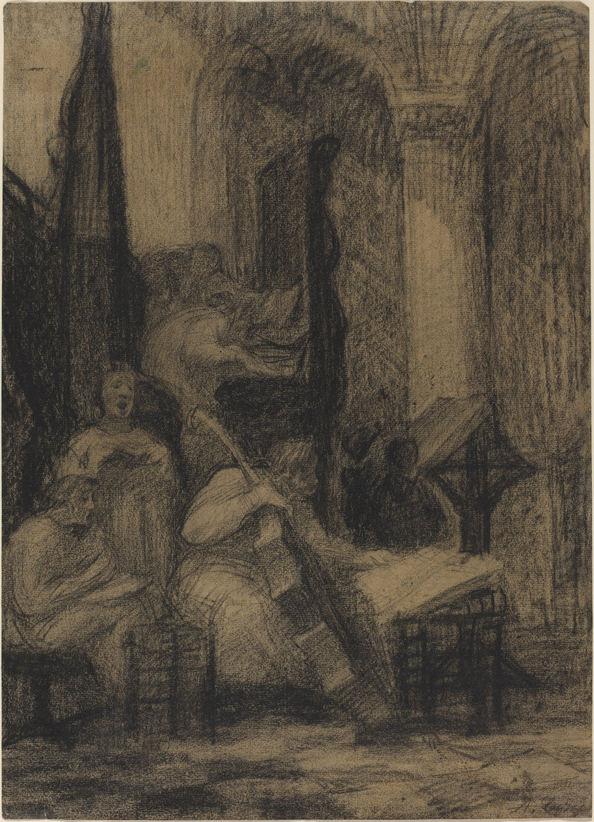 Choir of a Spanish Church by Alphonse Legros (French, 1837 - 1911), 16X12"(A3)Poster Print