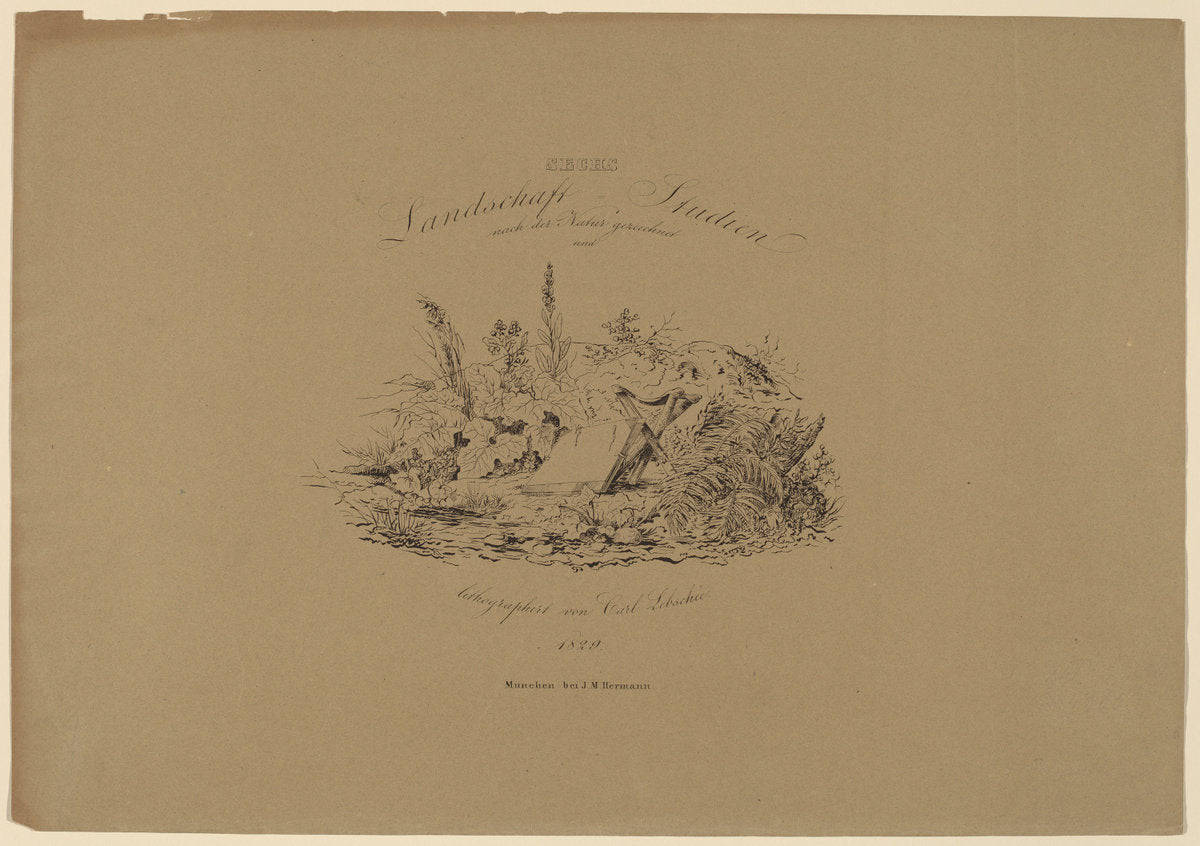 Sechs Landschaftstudien nach der Natur by Carl August Lebschée (German, 1800 - 1877), 16X12"(A3)Poster Print