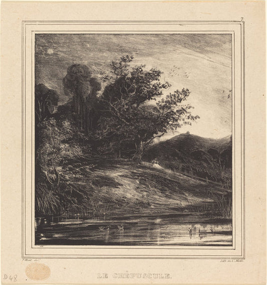 Le Crépuscule by Paul Huet (French, 1803 - 1869), 16X12"(A3)Poster Print