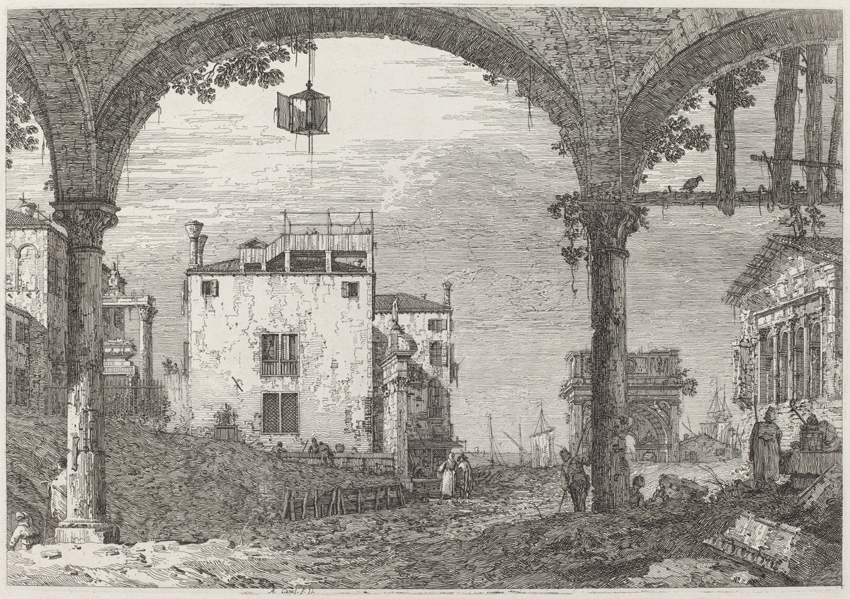 The Portico with the Lantern by Canaletto (Italian, 1697 - 1768), 16X12"(A3)Poster Print