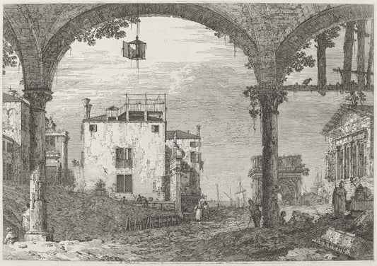 The Portico with the Lantern by Canaletto (Italian, 1697 - 1768), 16X12"(A3)Poster Print
