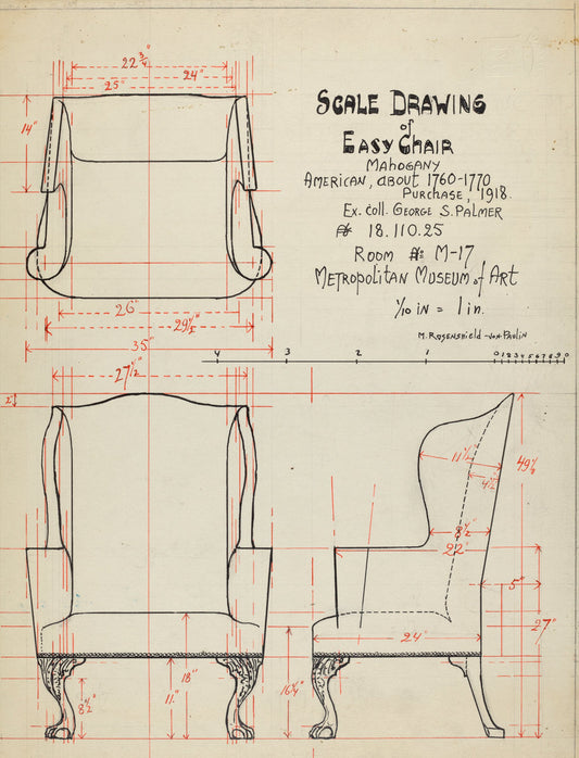 Wing Chair by M. Rosenshield-von-Paulin (American, active c. 1935), 16X12"(A3)Poster Print