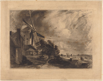 A Mill by David Lucas after John Constable (British, 1802 - 1881), 16X12"(A3)Poster Print