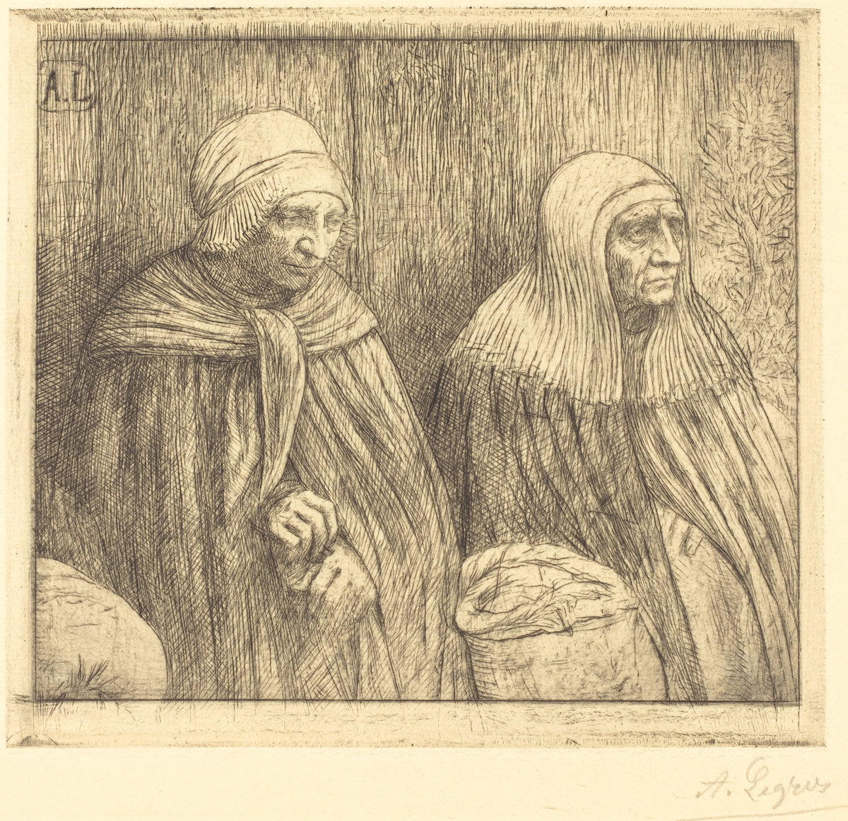 Peasants (Paysannes) by Alphonse Legros (French, 1837 - 1911), 16X12"(A3)Poster Print