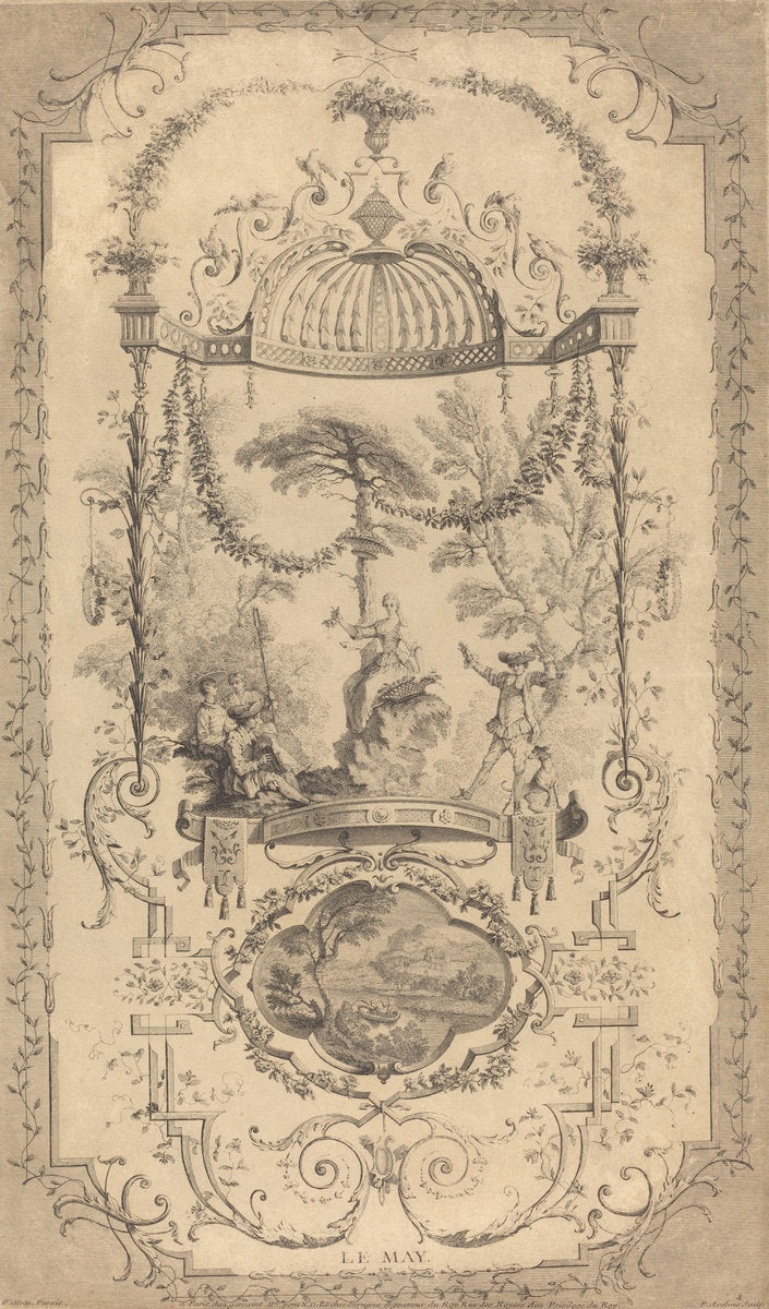 LeMay by Pierre-Alexandre Aveline after Antoine Watteau (French, probably 1702 - 1760), 16X12"(A3)Poster Print