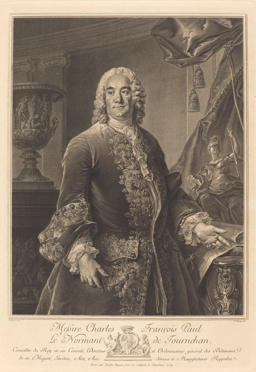 Charles Francois Paul Le Normant de Tournehem by Nicolas-Gabriel Dupuis after Louis Tocqué (French, 1698 - 1771), 16X12"(A3)Poster Print