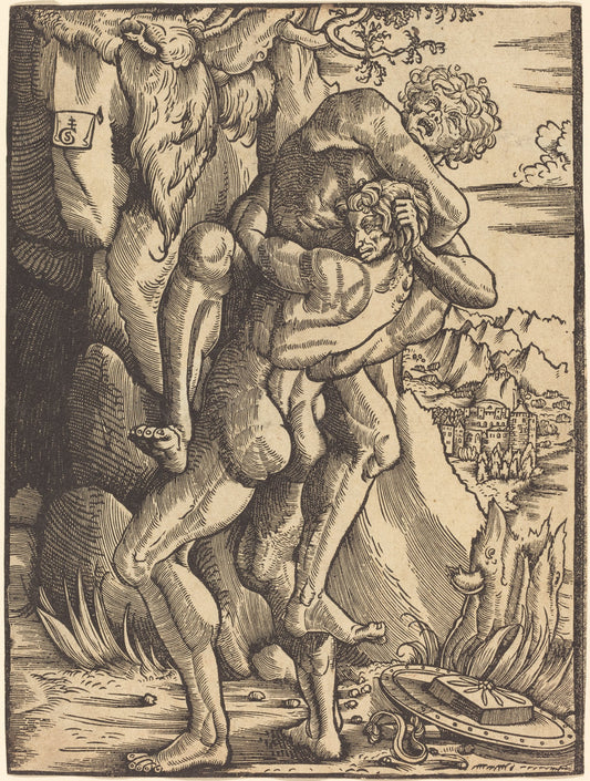 Hercules and Antaeus by Gabriel Salmon (French, active 1504/1542), 16X12"(A3)Poster Print