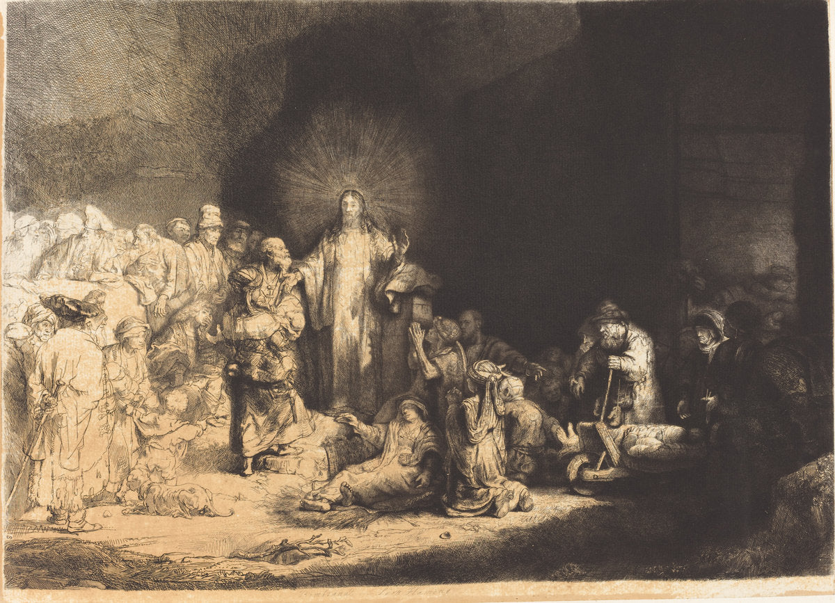 The Hundred Guilder Print by Leopold Flameng after Rembrandt van Rijn (French, 1831 - 1911), 16X12"(A3)Poster Print