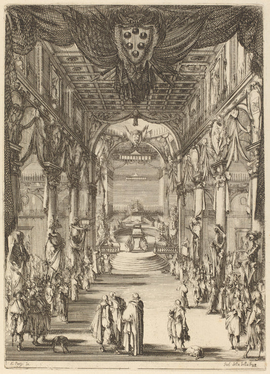 Funeral of Prince Francesco de Medici by Stefano Della Bella (Italian, 1610 - 1664), 16X12"(A3)Poster Print