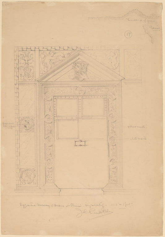 Byzantine Doorway with Duomo, Rimini by John Russell Pope (American, 1874 - 1937), 16X12"(A3)Poster Print