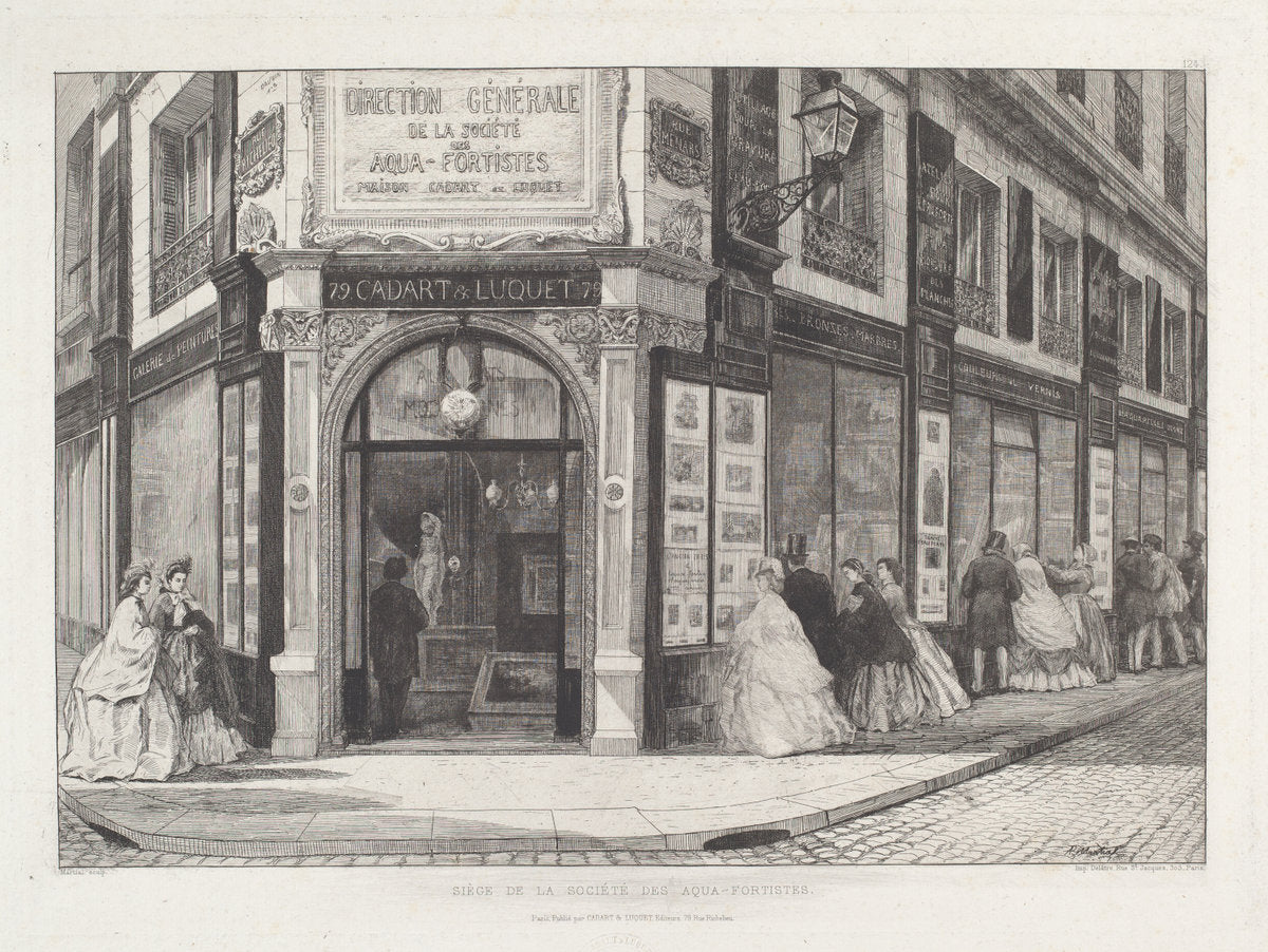 Siège de la Société des Aquafortistes by Adolphe Théodore Jules Martial Potémont (French, 1828 - 1883), 16X12"(A3)Poster Print