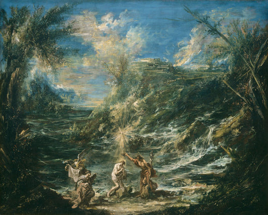 The Baptism of Christ by Alessandro Magnasco (Italian, 1667 - 1749), 16X12"(A3)Poster Print