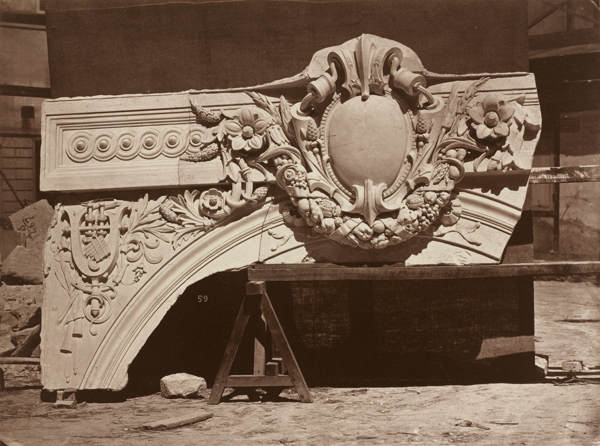 Ornamental Sculpture from the Paris Opera House (Arch Detail) by Louis-Émile Durandelle (French, 1839 - 1917), 16X12"(A3)Poster Print