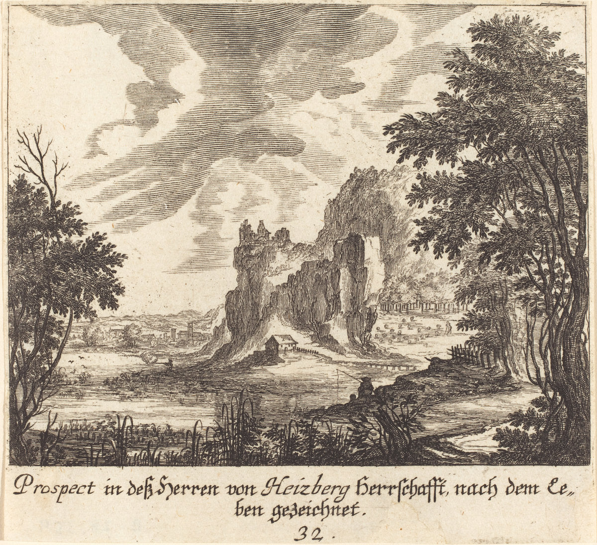 Mountain View by Melchior Küsel after Johann Wilhelm Baur (German, 1626 - 1683), 16X12"(A3)Poster Print