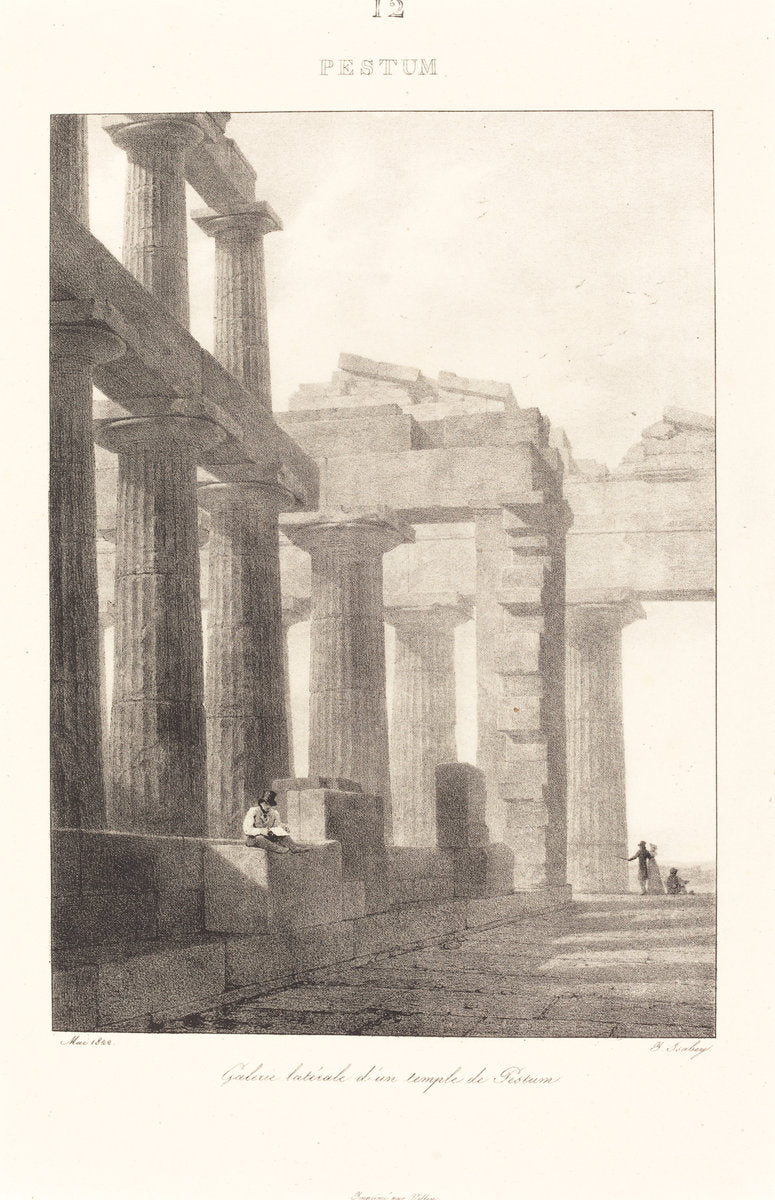 Galerie latérale d'un temple de Pestum by Jean-Baptiste Isabey (French, 1767 - 1855), 16X12"(A3)Poster Print