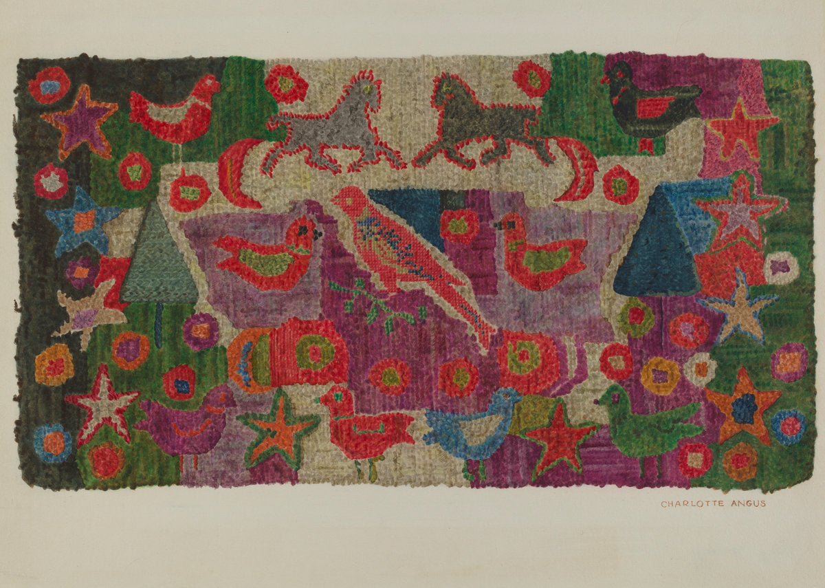 Hooked Rug by Charlotte Angus (American, 1911 - 1989), 16X12"(A3)Poster Print