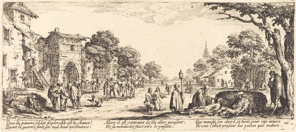 Dying Soldiers by the Roadside by Jacques Callot (French, 1592 - 1635), 16X12"(A3)Poster Print