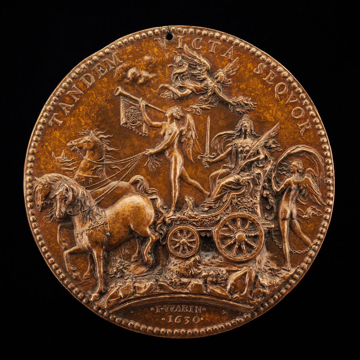 Fortune Chained to a Chariot Carrying Fame and France [reverse] by Jean Warin (Flemish, 1607 - 1672), 16X12"(A3)Poster Print