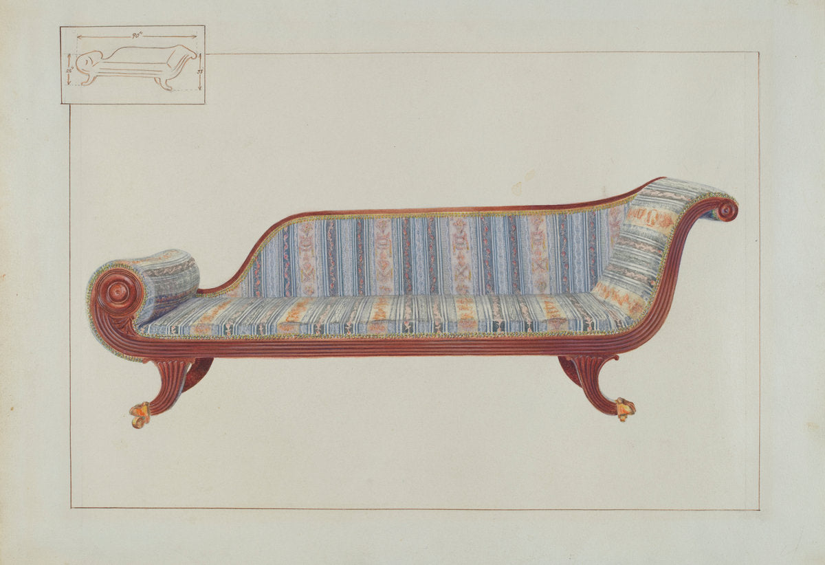 Duncan Phyfe Sofa by Edward L. Loper (American, born 1916), 16X12"(A3)Poster Print