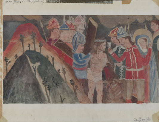 Station of the Cross No. 10: "Jesus is Stripped of His Garments" by Geoffrey Holt (American, active c. 1935), 16X12"(A3)Poster Print