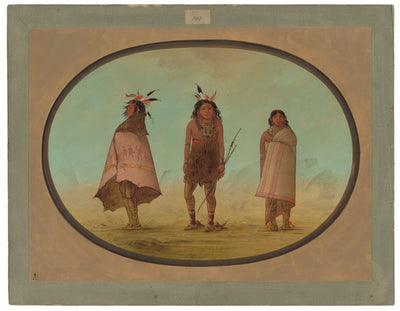 Yntah Medicine Man, a Warrior, and a Woman by George Catlin (American, 1796 - 1872), 16X12"(A3)Poster Print