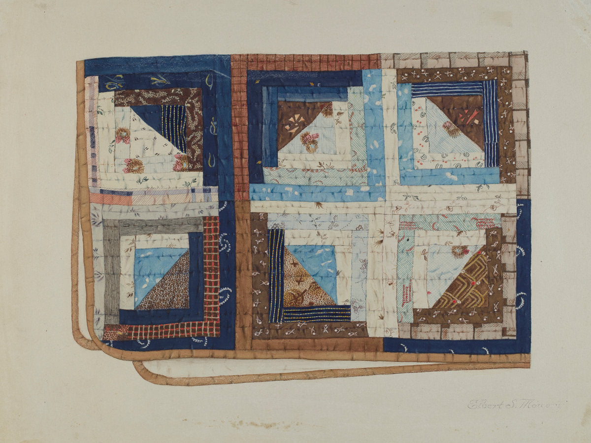 Log Cabin Quilt by Elbert S. Mowery (American, active c. 1935), 16X12"(A3)Poster Print